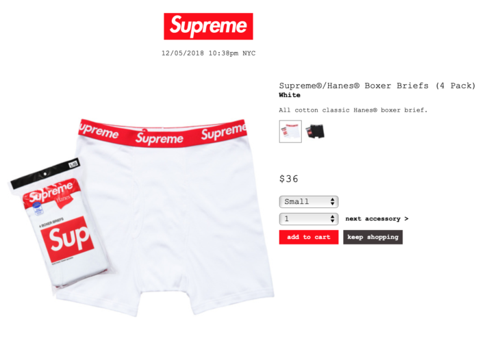 Supreme Hanes Boxer Briefs - White - Small - 1 Pair - TRUSTED SELLER