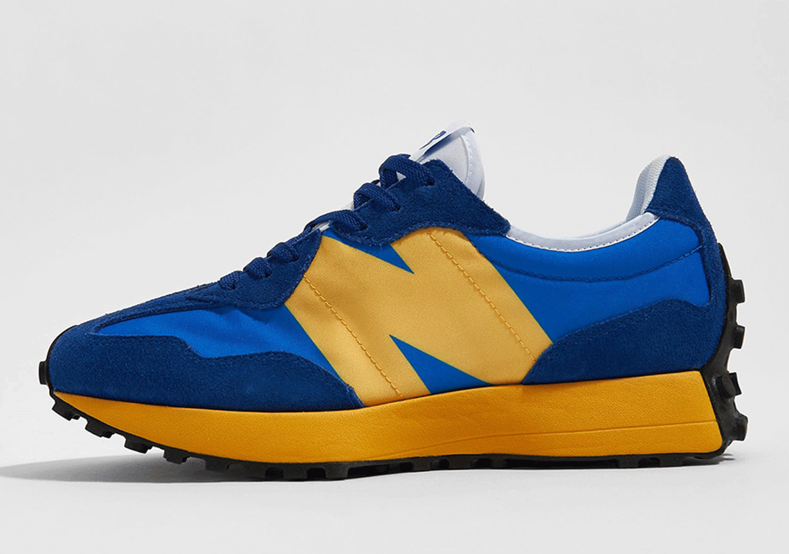 blue and yellow new balance 327