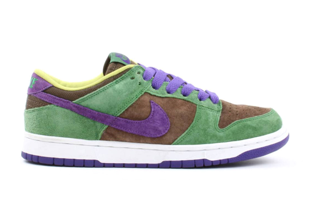 green purple and brown dunks