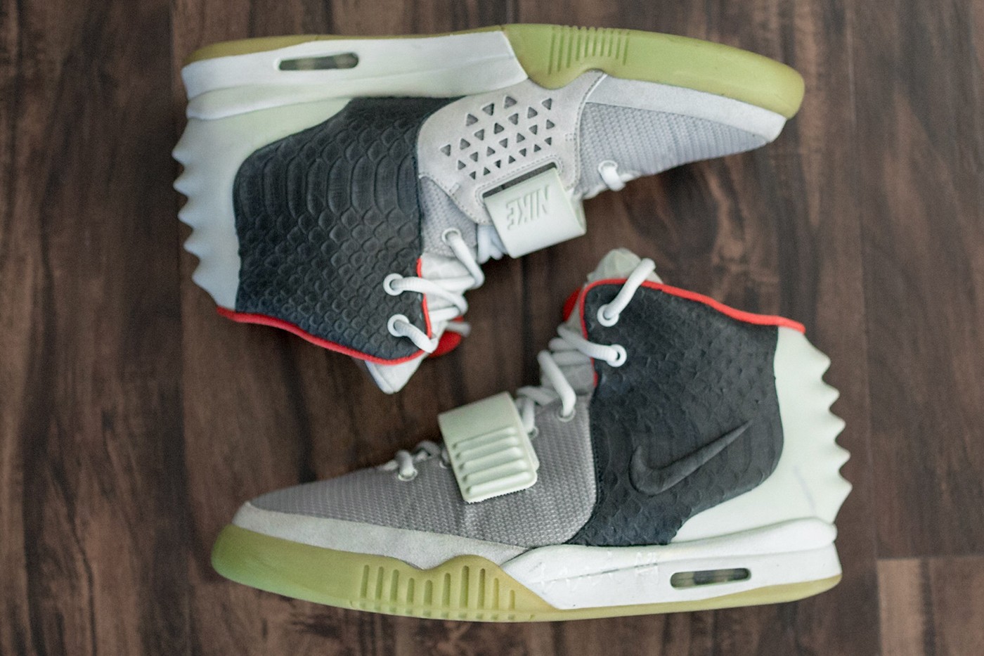 The Nike Air Yeezy II is displayed at The Good Will Out sneaker store in  Cologne, Germany, 08 June 2012. American rapper Kayne West developed the  sneaker with Nike. People have been
