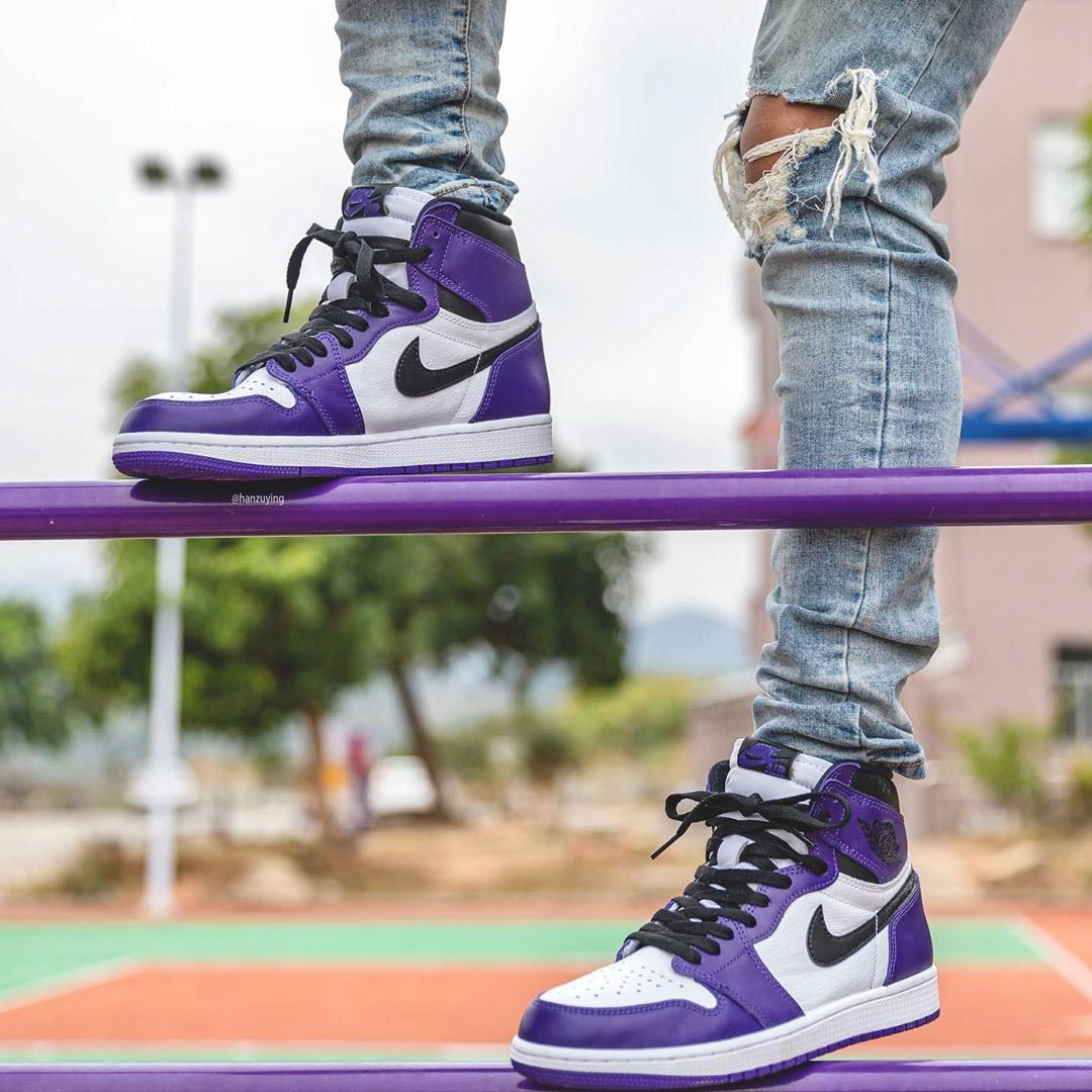 jordan 1 court purple 2020 on feet