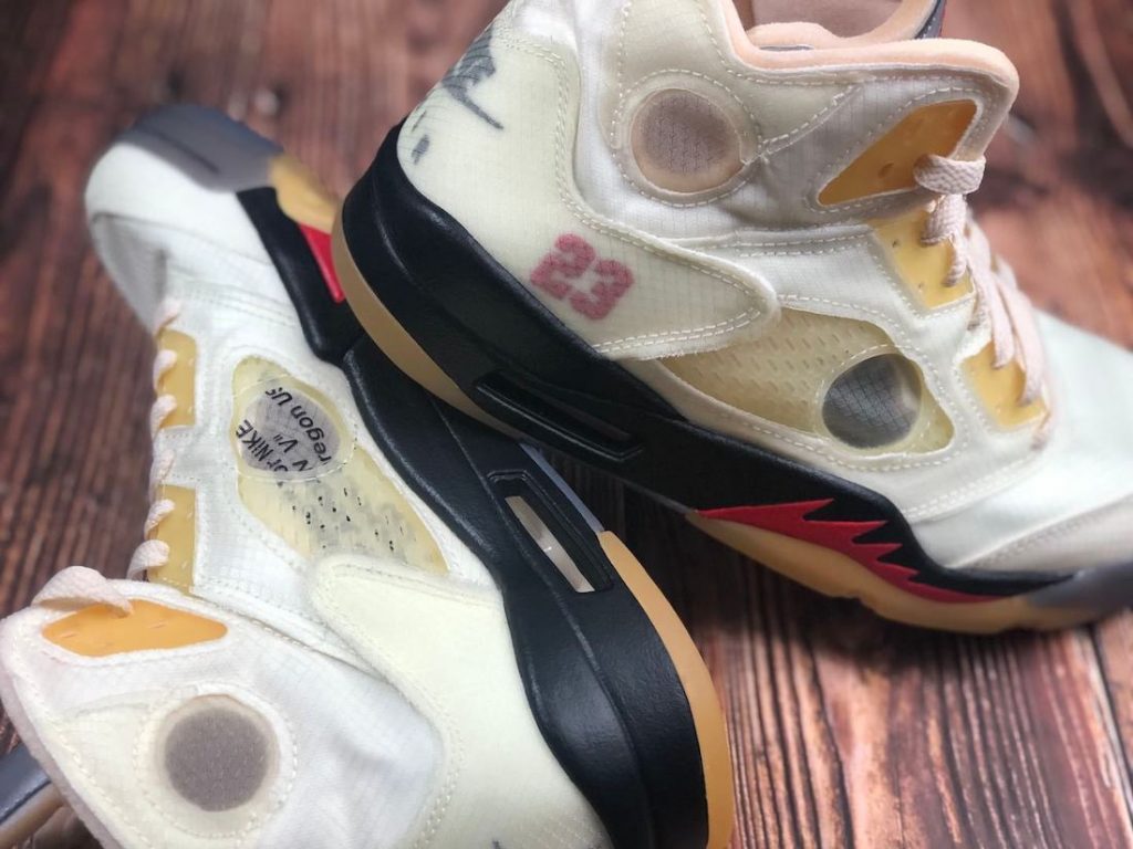 Off-White x Air Jordan 5 Sail Fire Red, Where To Buy, DH8565-100