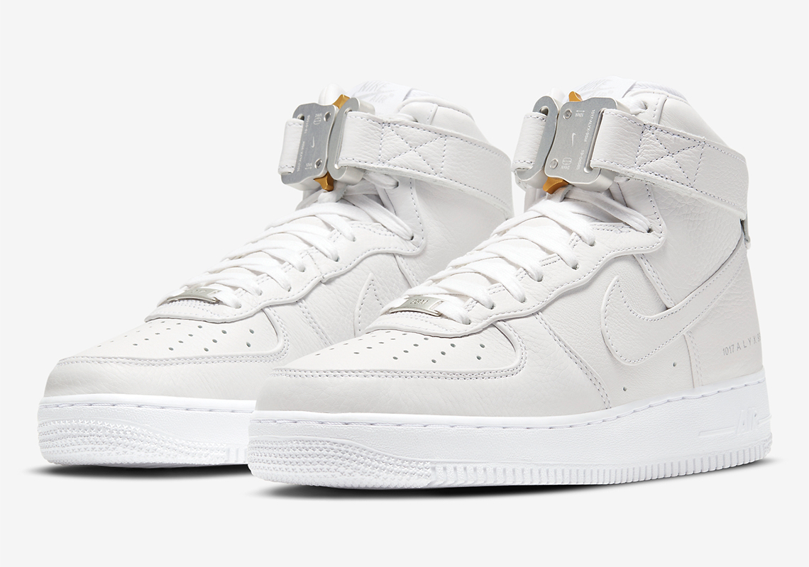 1017 ALYX 9SM x Nike Air Force 1 High White Black Sail Releasing Soon SoleSavy News