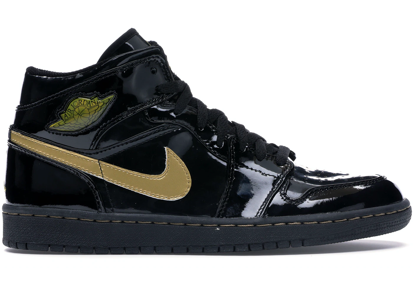 Jordan 1 patent hotsell leather black and gold