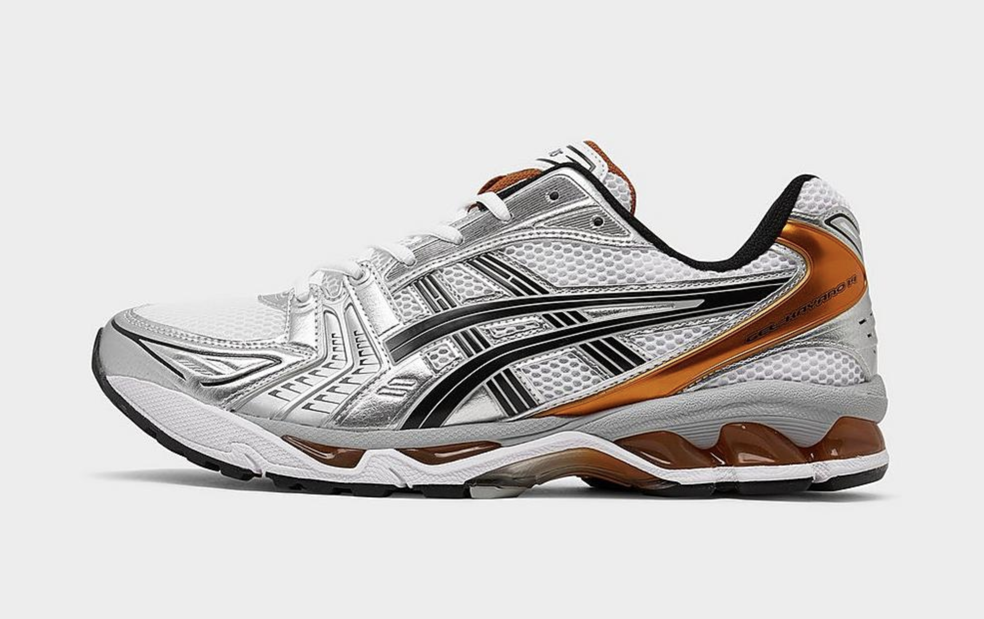 asics gel kayano 14 silver orange