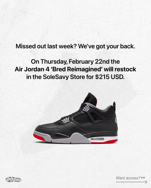 Jordan 4 2025 bred restock